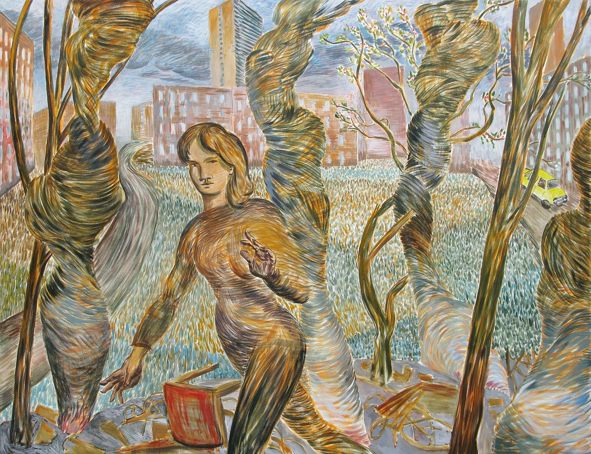 Urban And Pop Landscape Oil Painting By Frank Creber, 94 X 72, Smoke, Original Artwork