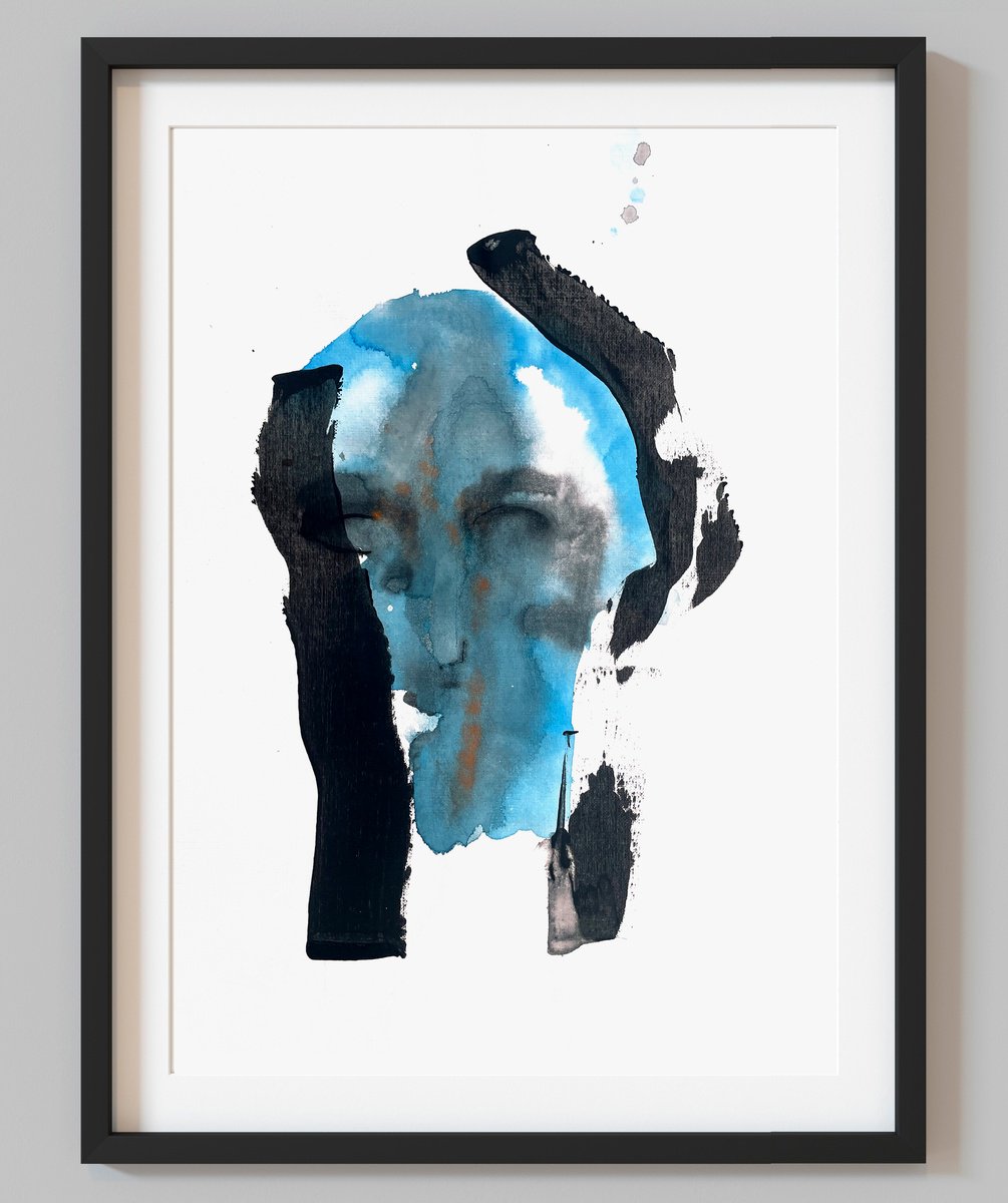 Abstract Portrait Acrylic Painting By Evgenia Makarova, 12 X 17, Man Portrait, Original Artwork