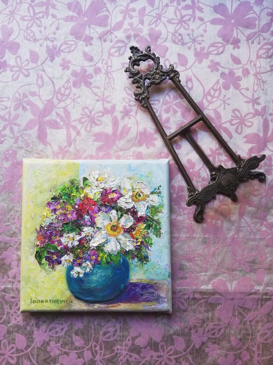 Floral Bouquet Gift / Small Oil Painting 8x8in (20x20cm)
