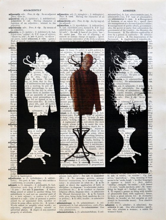 Soul Hanger - Collage Art on Large Real English Dictionary Vintage Book Page