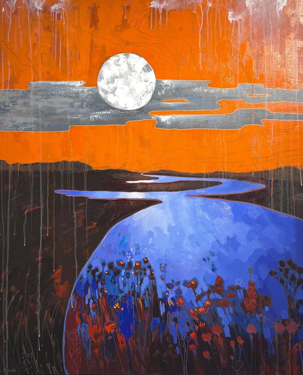 Abstract Landscape Oil Painting By Elizaveta Pugacheva, 39 X 47, Alternative Worlds, Original Artwork