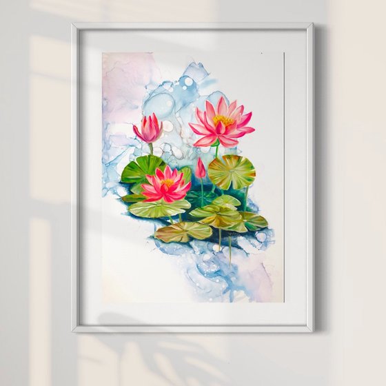 Lotus Bloom in Dreamy Waters