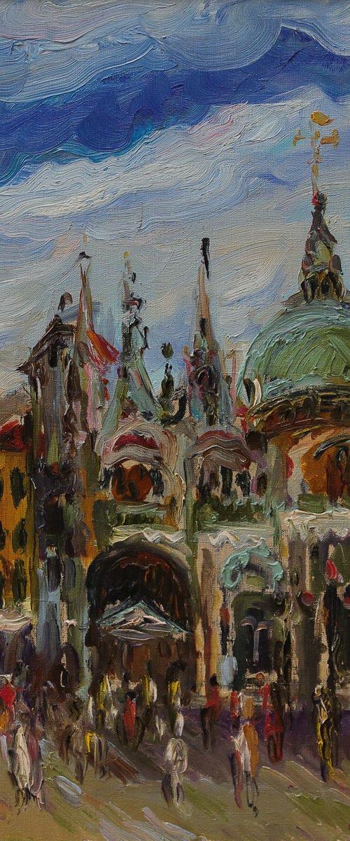 PIAZZA SAN MARCO - Venice cityscape, landscape, original oil painting, Valentine's gift by Karakhan