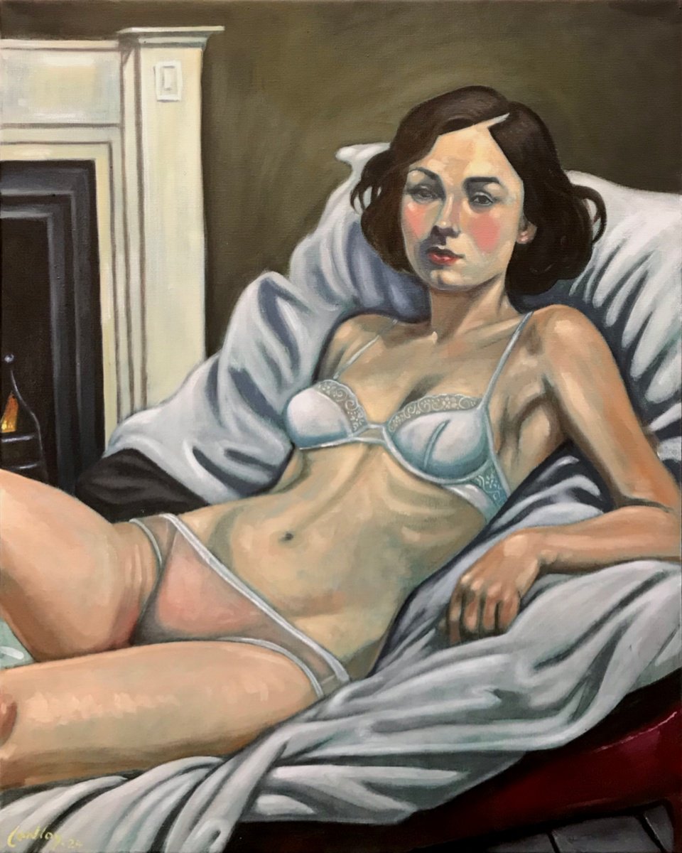 Expressive Portrait Oil Painting By Pete Conroy, 16 X 20", The Slouch, Original Artwork