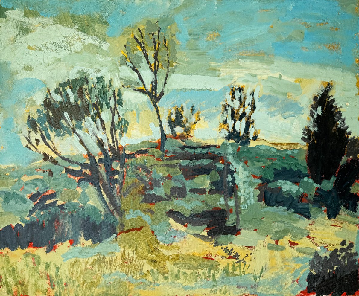 Expressive Landscape Oil Painting By Darren Jekel, 24 X 20, Chaparral #2, Original Artwork