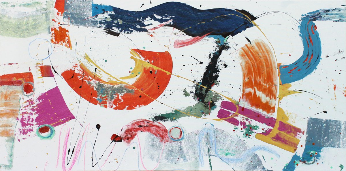 Abstract Acrylic Painting By Sergiy Dekalyuk, 77 X 35", Ice Cream, Original Artwork