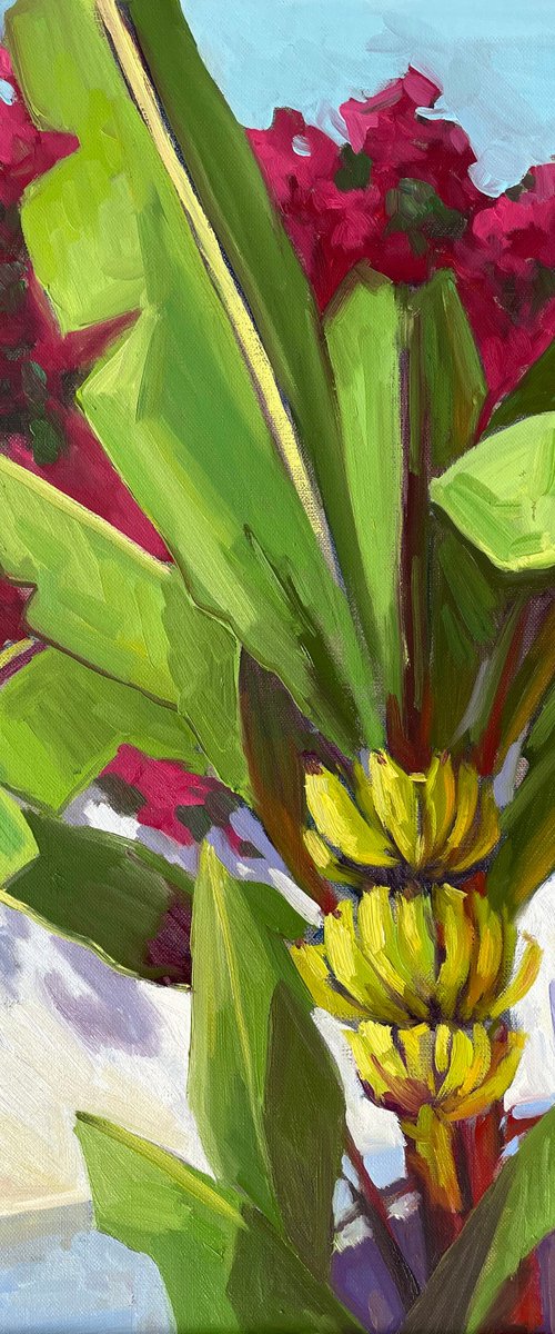 PINK FLOWERS, BANANA TREE by Anna Bogushevskaya