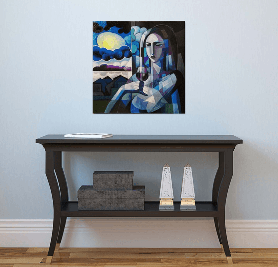Night (60x60cm,  oil painting, ready to hang)