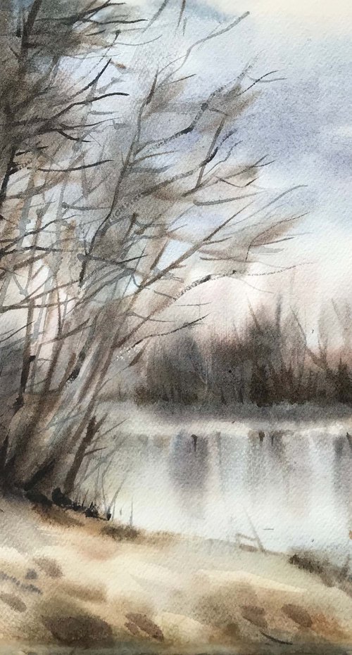 Cold spring.  one of a kind, original watercolour by Galina Poloz