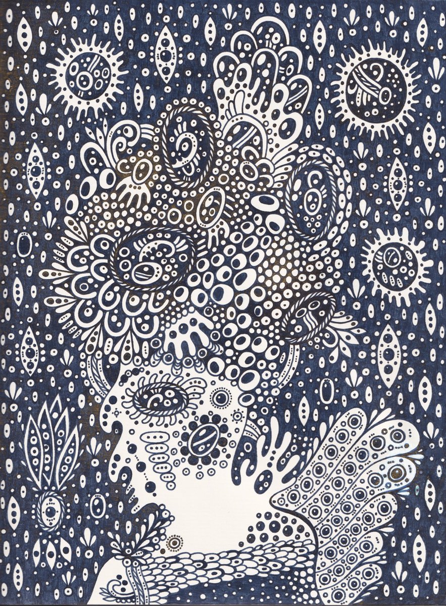 Surrealistic Abstract Ink Drawing By Veronika Demenko, 7 X 9", Other Worlds N.9 - Creature, Original Artwork