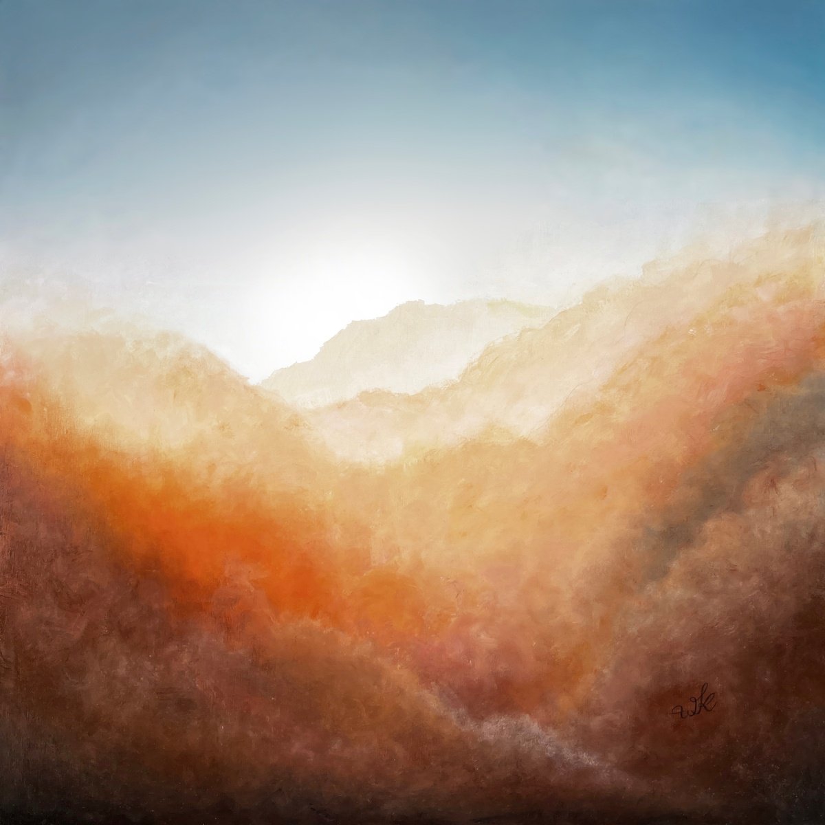 Expressive Landscape Oil Painting By Waldemar Kaliczak, 24 X 24", Afterimage #3, Original Artwork