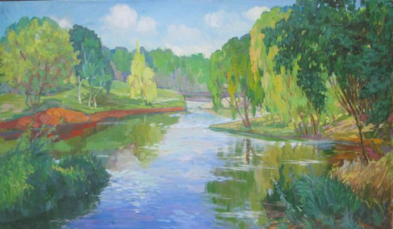 Willows over the river - Original oil painting (2016)