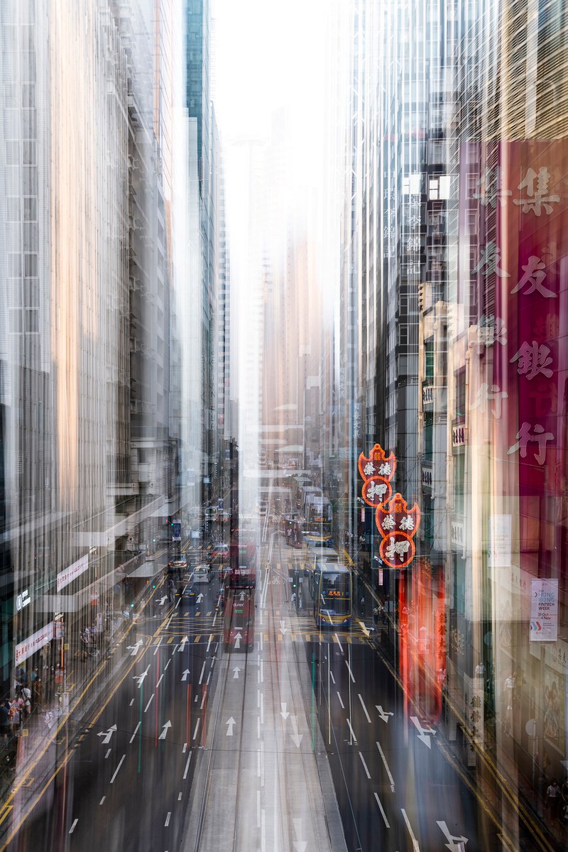 Abstract Cityscapes Photograph By Sergio Capuzzimati, 16 X 24", Study After An Hk Cityscape, Original Artwork