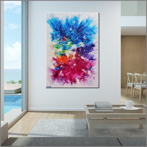 Colour Bomb 140cm x 100cm Colourful Abstract Art