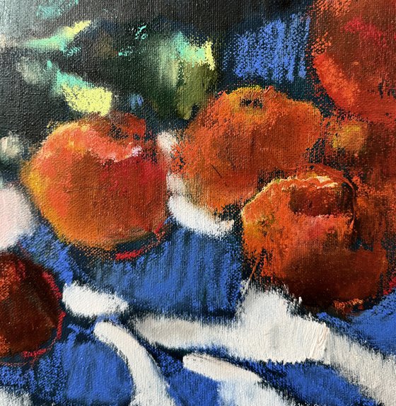 Colourful still life with oranges