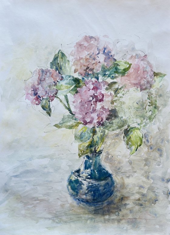 Hydrangea in vase. 30in.x22in