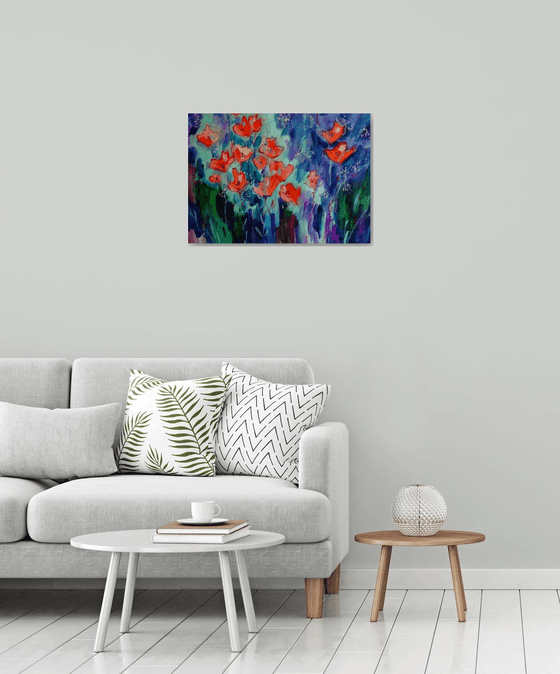 Poppies in Summer Garden