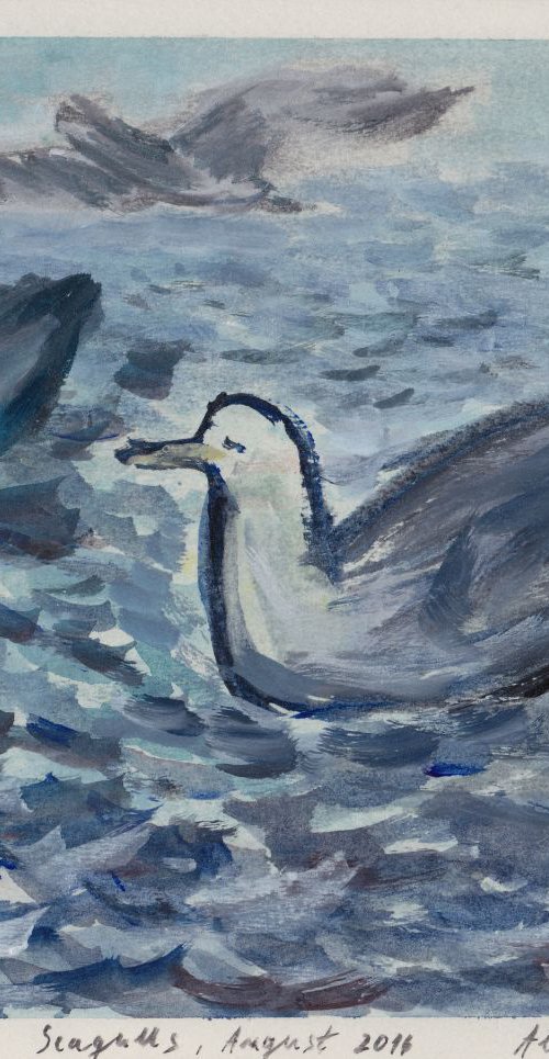 Seagulls, August 2016, acrylic on paper, 20.1 x 25 cm by Alenka Koderman