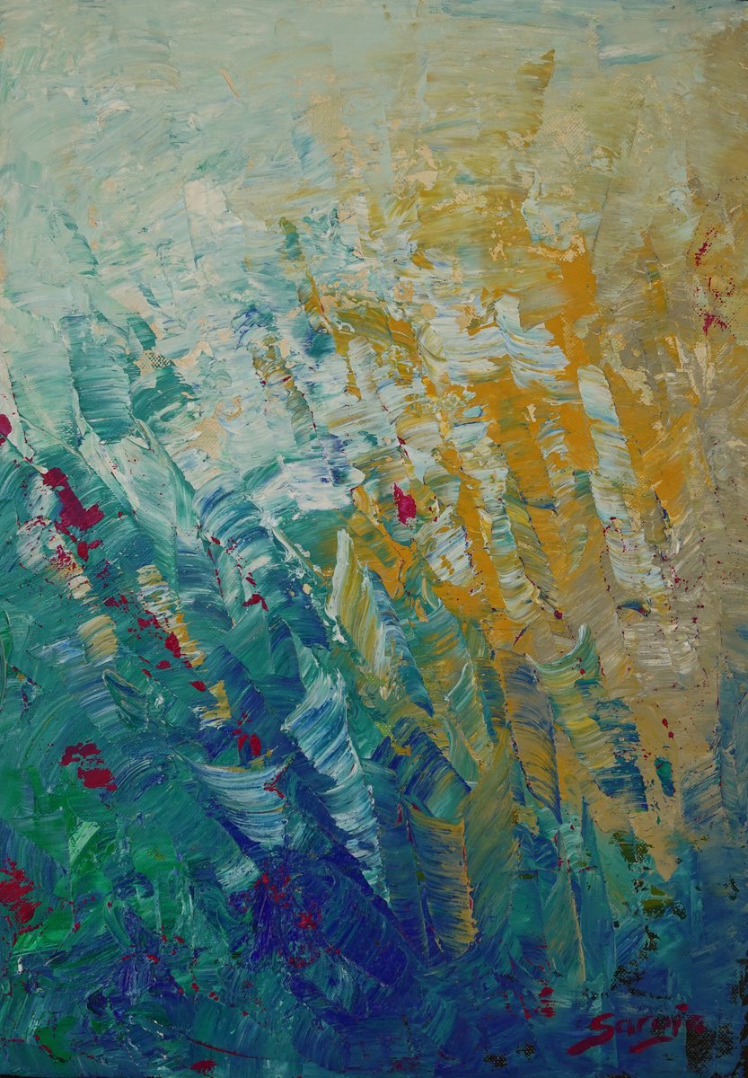 Abstract Landscape Oil Painting By Saroja Van Der Stegen, 15 X 20", Woekaroda (Ref#:1306-8P), Original Artwork