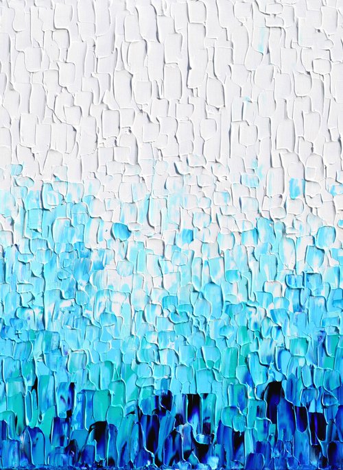 Tranquil XVI - Large Blue Painting by Soos Tiberiu