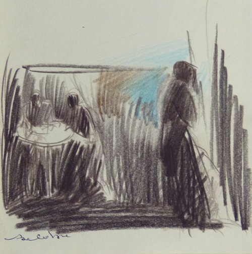 The Cafe, 15x15 cm by Frederic Belaubre