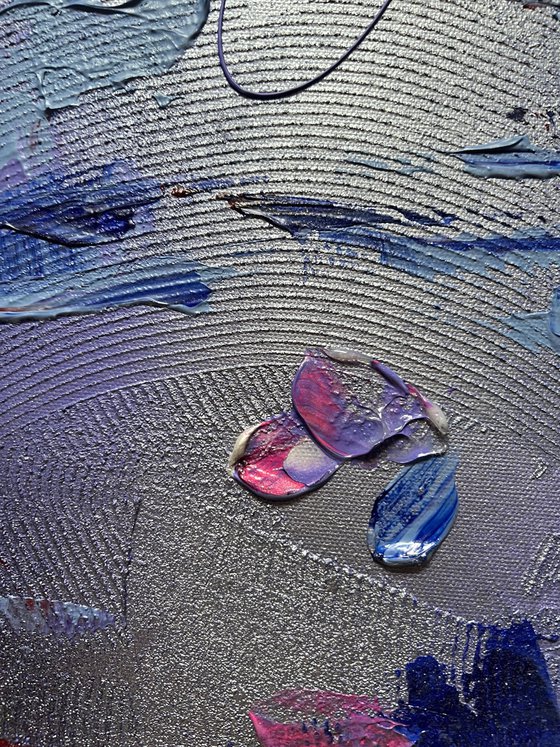 Blue violet square painting abstract acrylic art "Dimension"