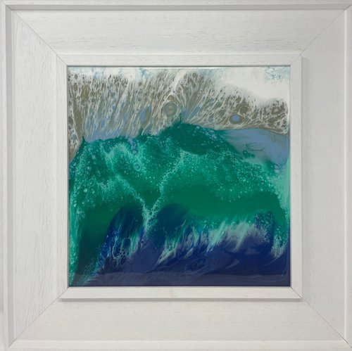 Emerald, Gold, Light Blue and Metallic Blue Resin by Hannah  Bruce