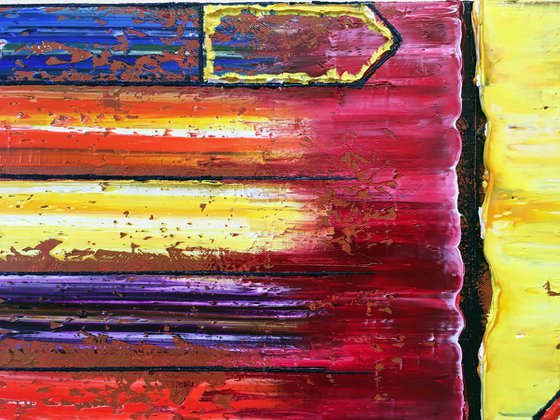 "All Roads Lead Here" - FREE USA SHIPPING + Special Price - Original PMS Abstract Oil Painting On Canvas - 36" x 12"