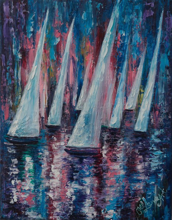 Sails To-Night (Palette Knife)