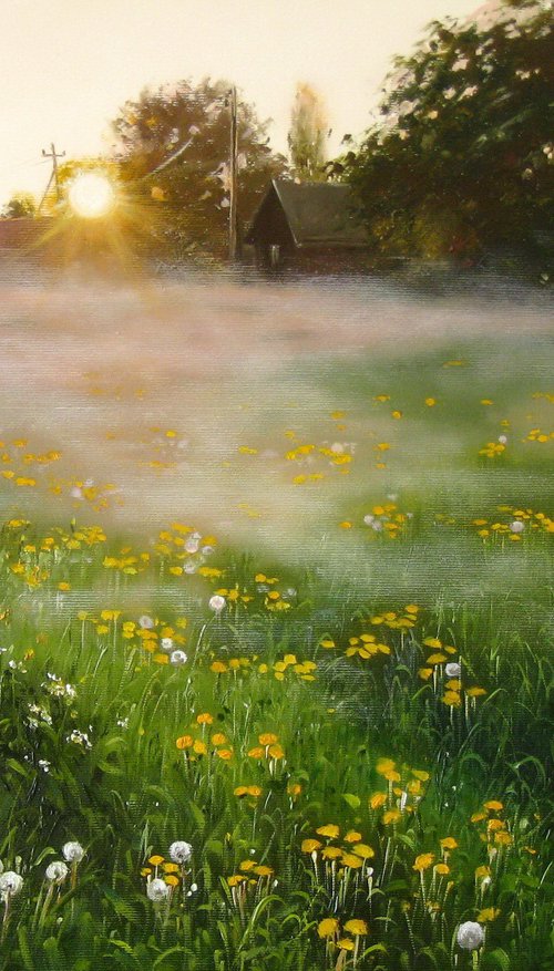 Misty Meadow at Sunrise by Natalia Shaykina