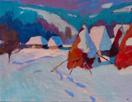 Snow Covered Haystacks