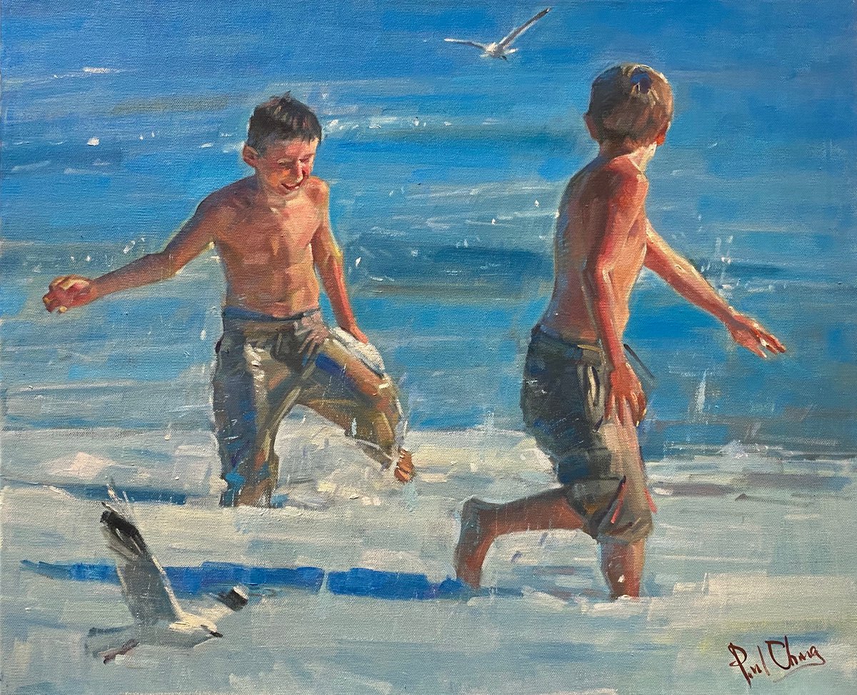 Brothers on the Beach by Paul Cheng