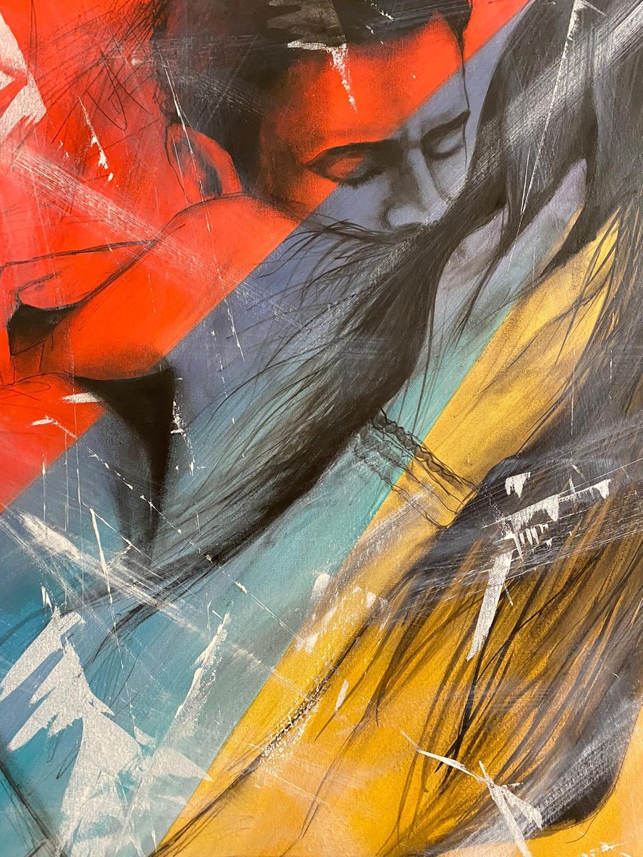 Abstract Portrait Acrylic Painting By Eka Peradze, 24 X 31, Action.3D Couple. Eka Peradze Art., Original Artwork