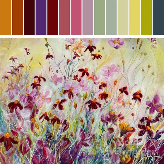 Happiness- Flower Meadow Painting