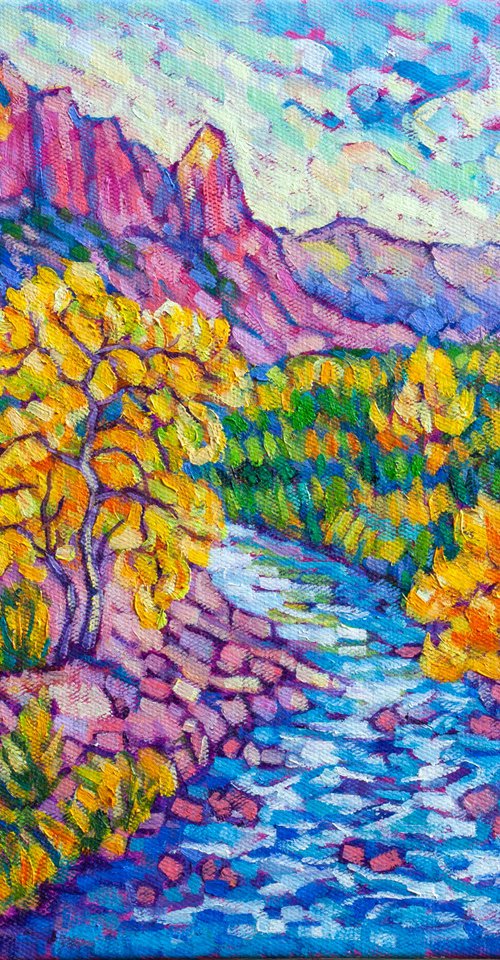 Canyon scenery impressionist oil painting by Tao Bai