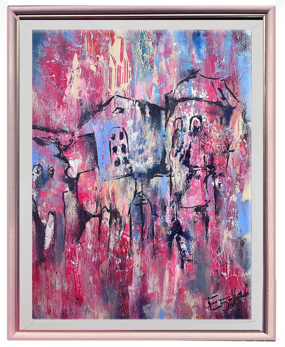 Impressionistic Cityscapes Oil Painting By Eleonora Bakalova, 15 X 19, Mediterranean Landscape, Original Artwork