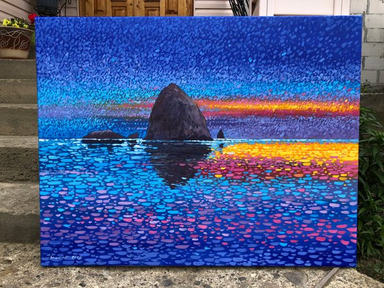 Oregon coast, blue sunset