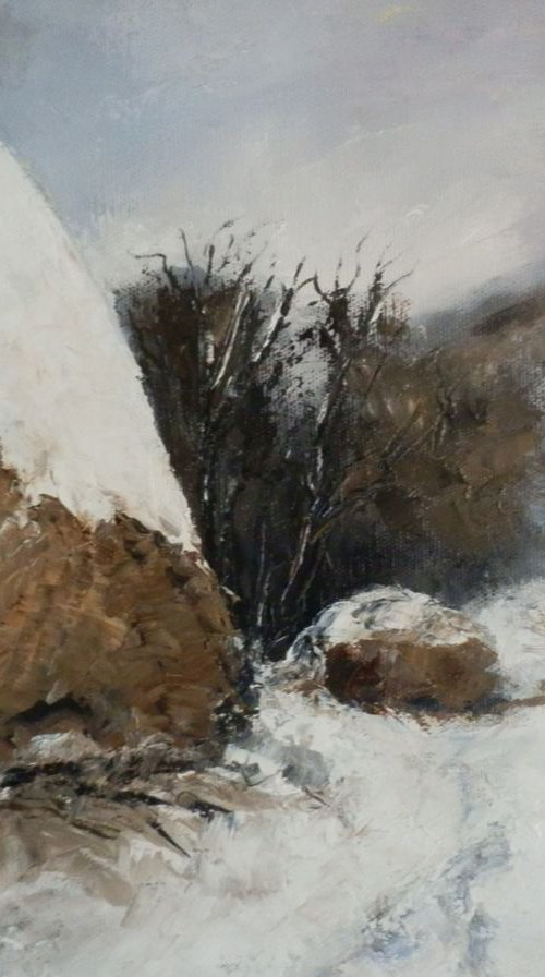 Haystacks in the winter by Maria Karalyos