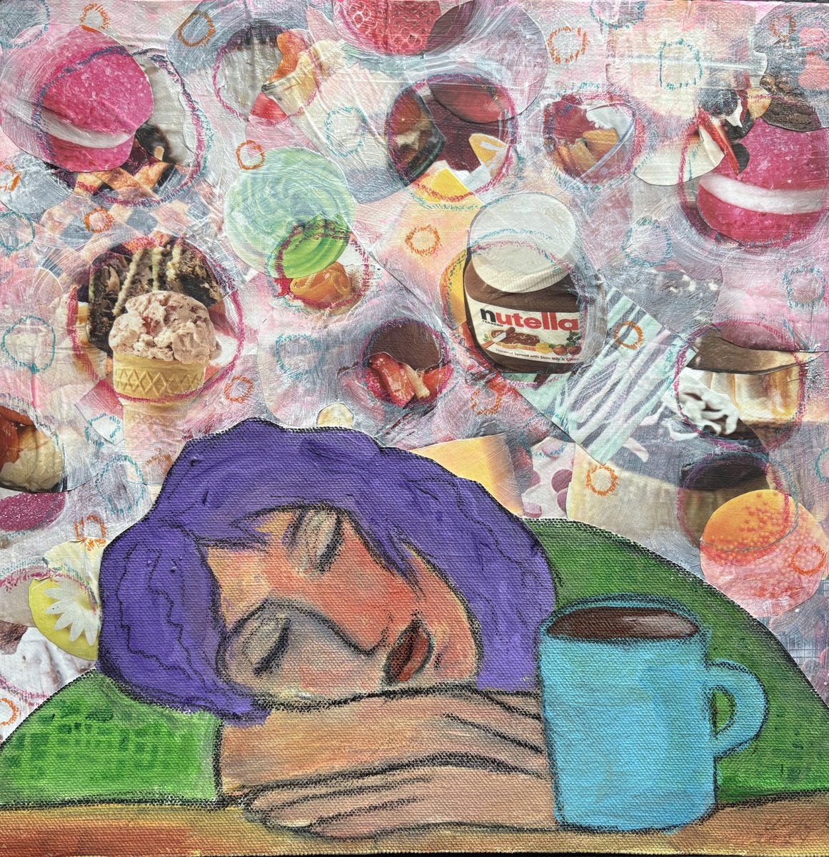 Portrait Painting By Anya Getter, 12 X 12, Sweet Dreams, Original Artwork