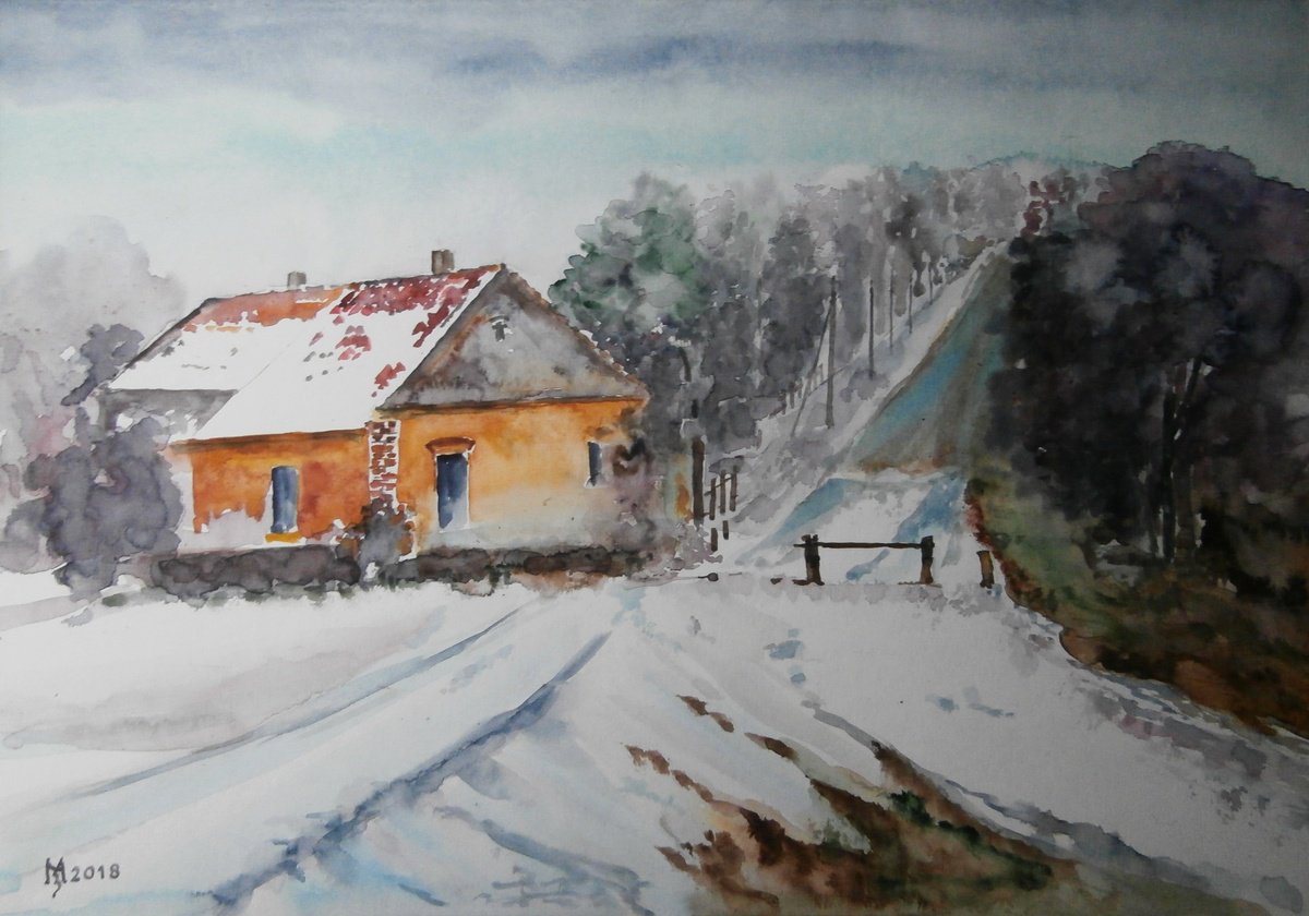 Impressionistic Watercolour , House In The End By Zoran Mihajlovic Muza, 17 X 12, Artwork For Sale On Artfinder