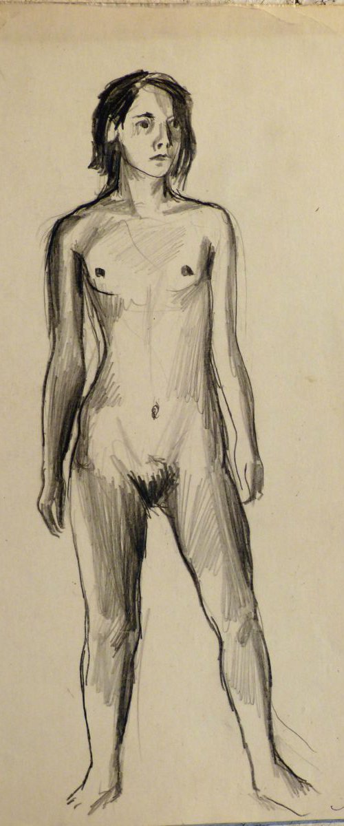 Standing Nude 4, 17x21 cm by Frederic Belaubre