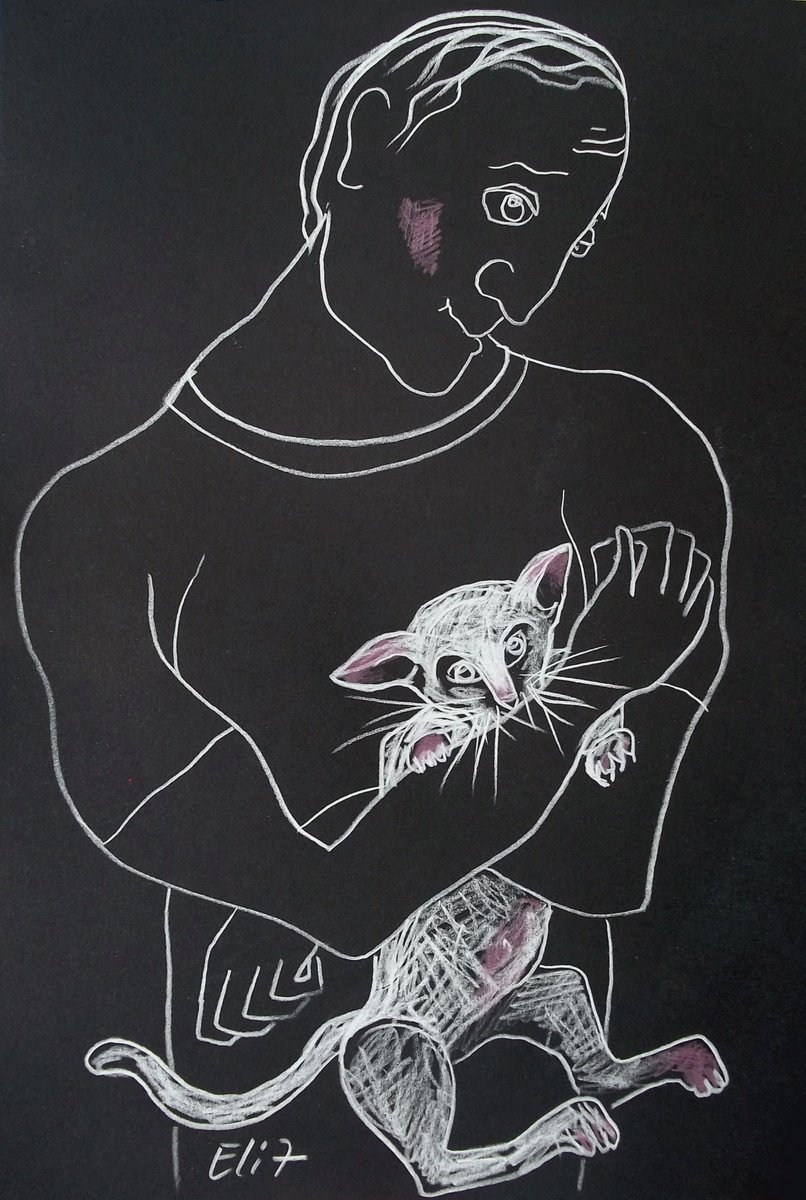 Expressive Pencil Drawing , The First Hug By Elisheva Nesis, 9 X 13, Artwork For Sale On Artfinder