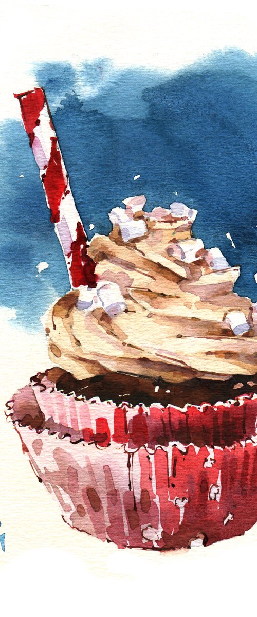"Cake" original watercolor food illustration by Ksenia Selianko