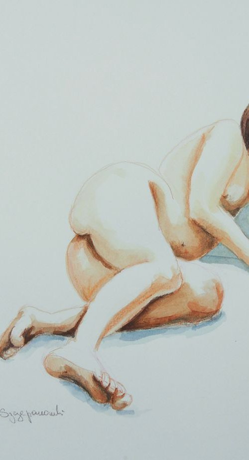 Resting nude by Krystyna Szczepanowski