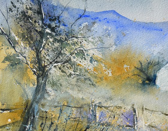 Misty landscape - watercolor