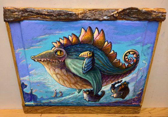 STEGOSAURUS FISH - ( 32 x 37 cm )