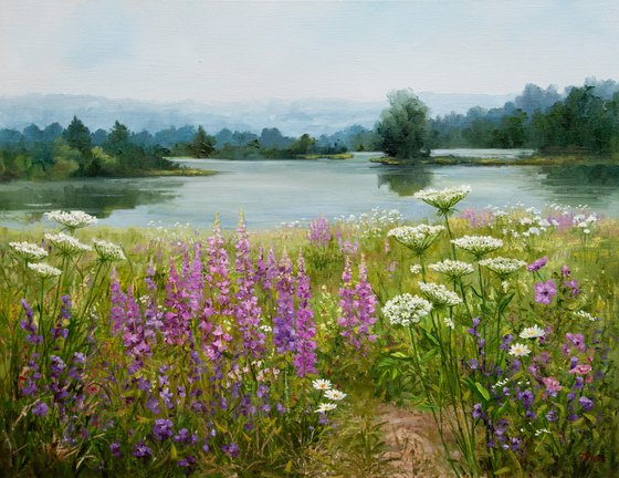 Summer landscape Oil painting