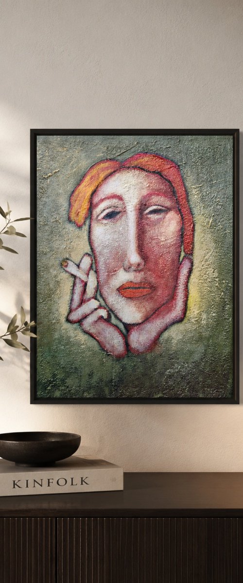 Silent Ember (30cm x 42cm x 1.6cm) by Zhana Viel