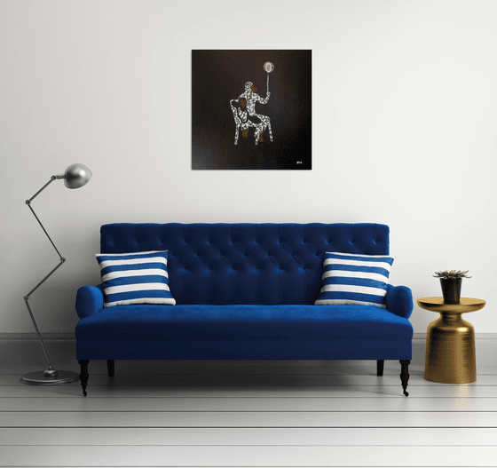 Seated man with balloon (SOLD-UK)