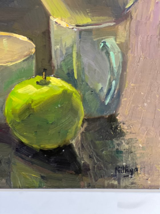 An Apple a Day Series - 25 - Vibrant oil painting kitchen decor